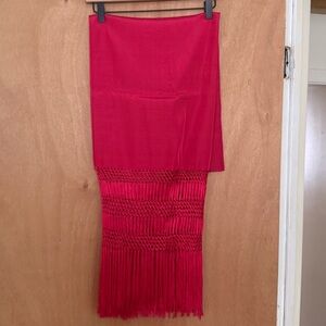 Elegant Pink Fringe Shawl